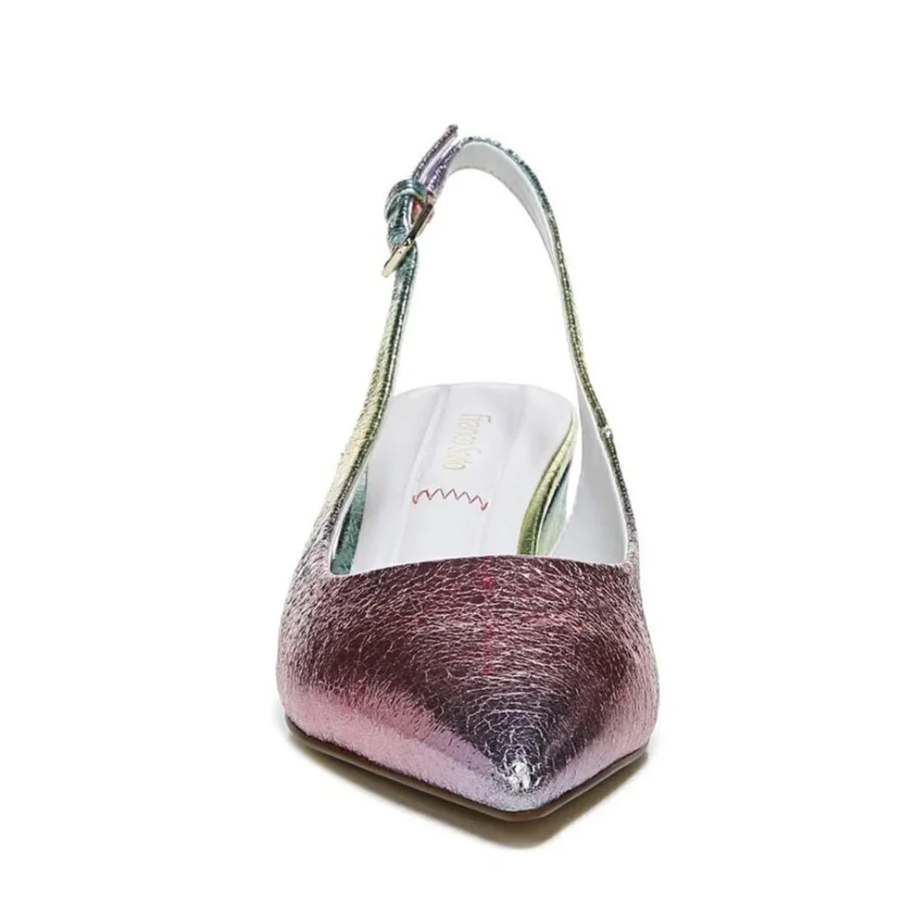 FRANCO SARTO Racer Womens Buckle Pointed Toe Slingback Heels
